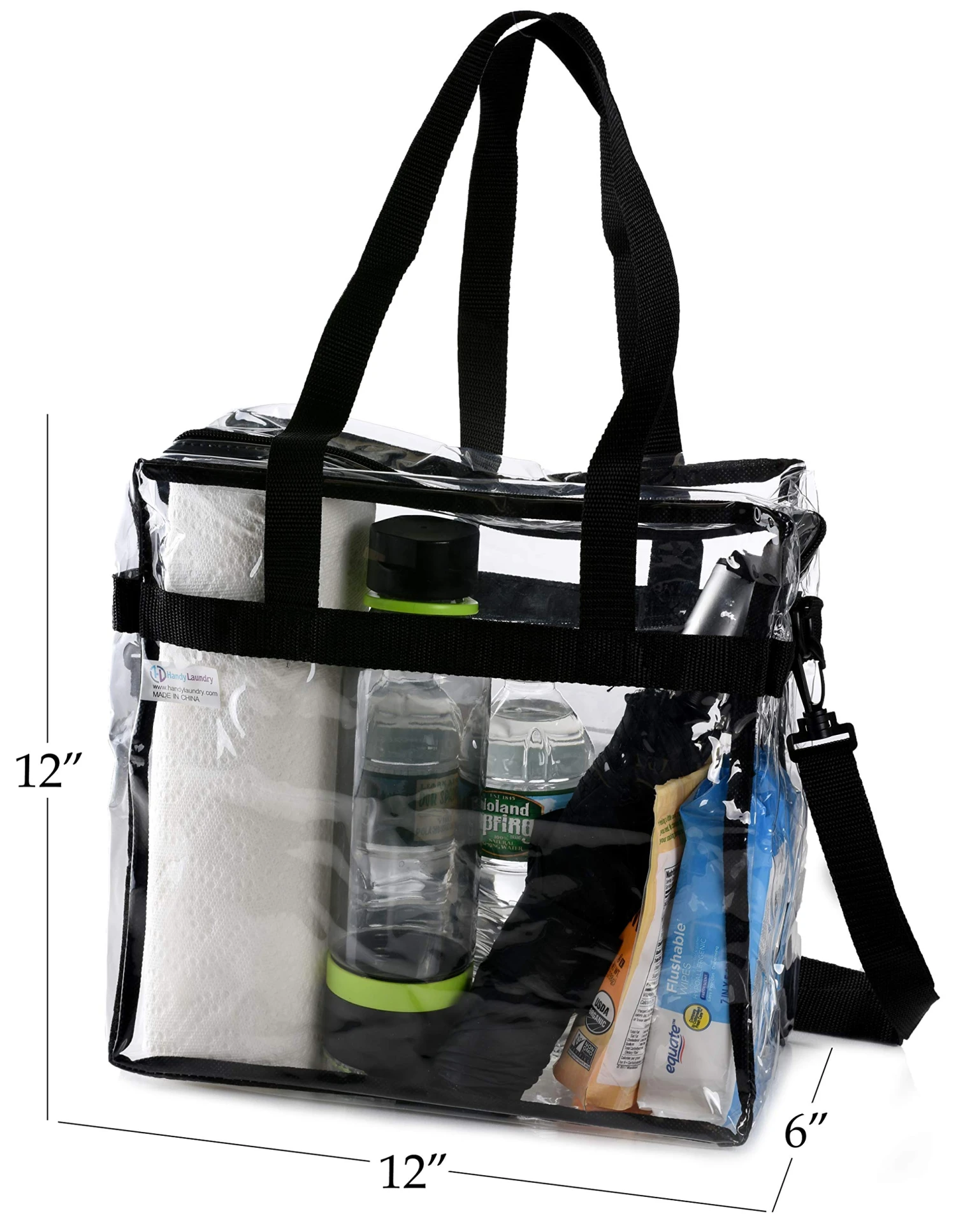 Clear Tote Bag NFL Stadium Approved - 2 PACK - Shoulder Straps And Zippered Top. Perfect Clear Bag For Work, School, Sports Games And Concerts. Meets NFL Tournament Guidelines. (12 X 12 X 6 Inches) 4 Clear Tote Bag NFL Stadium Approved - 2 PACK - Shoulder Straps And Zippered Top. Perfect Clear Bag For Work, School, Sports Games And Concerts. Meets NFL Tournament Guidelines. (12 X 12 X 6 Inches) - Image 4