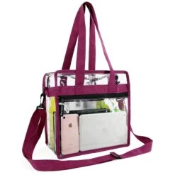 Clear-Purse-Stadium-Approved-Crossbody-For-Women-12 X 12 X 6, NCAA NFL& PGA Security Approved Shoulder Messenger Tote Bag With Adjustable Strap
