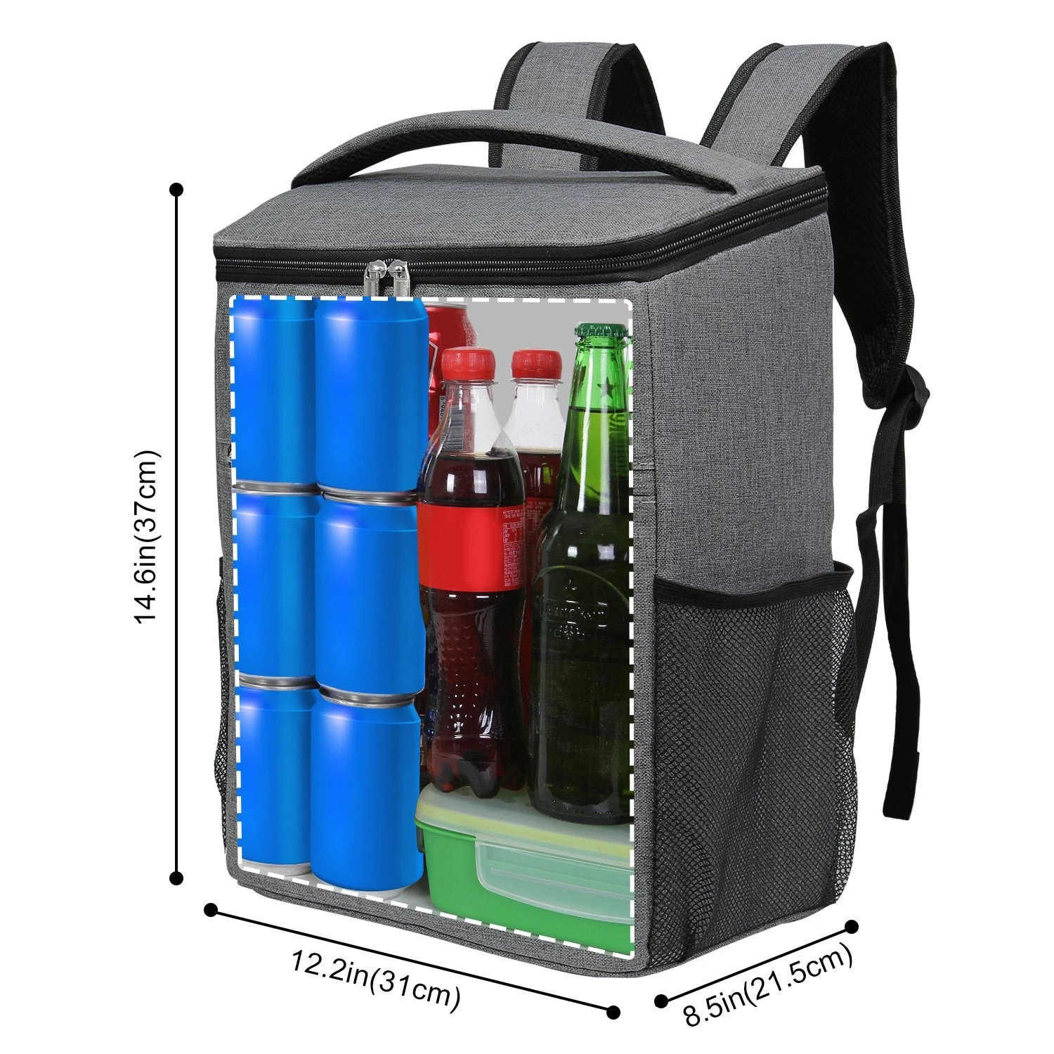 Lifewit Insulated Cooler Bag Backpack, Soft Cooler Soft-Sided Cooling Bag For Beach Picnic Camping BBQ, 24L 30-Can, Grey 6 Lifewit Insulated Cooler Bag Backpack, Soft Cooler Soft-Sided Cooling Bag For Beach Picnic Camping BBQ, 24L 30-Can, Grey - Image 6