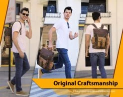 Vintage Canvas Waxed Leather Backpack W/Laptop Storage (Large) High School, College, Travel Bag | Canvas And Cotton Craftsmanship | All-Purpose Rucksack For Men, Women, Kids 9 Vintage Canvas Waxed Leather Backpack W/Laptop Storage (Large) High School, College, Travel Bag | Canvas And Cotton Craftsmanship | All-Purpose Rucksack For Men, Women, Kids -Backpack Shop 81bEZ4LKPwL
