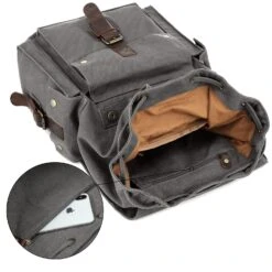 Kattee Men's Leather Canvas Backpack Large School Bag Travel Rucksack Gray 10 Kattee Men's Leather Canvas Backpack Large School Bag Travel Rucksack Gray -Backpack Shop 81cNXAdoVmL