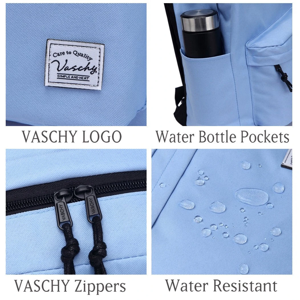 Lightweight Backpack For School, VASCHY Classic Basic Water Resistant Casual Daypack For Travel With Bottle Side Pockets (Lavander) 6 Lightweight Backpack For School, VASCHY Classic Basic Water Resistant Casual Daypack For Travel With Bottle Side Pockets (Lavander) - Image 6