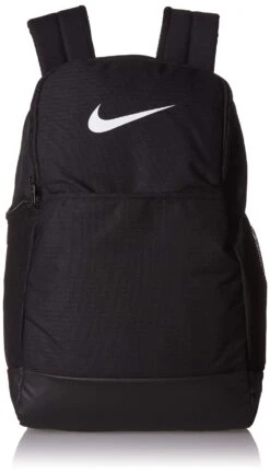 Nike Brasilia Medium Training Backpack, Nike Backpack For Women And Men With Secure Storage & Water Resistant Coating, Black/Black/White