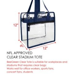 Clear-Bag-For-Stadium-12 X 12 X 6 With Front Zippered Pocket And Adjustable Shoulder Strap NFL Stadium Security Travel & See Through Tote Bag, Perfect For Work School Sports Games And Concerts -Backpack Shop 81iwMXG70dL
