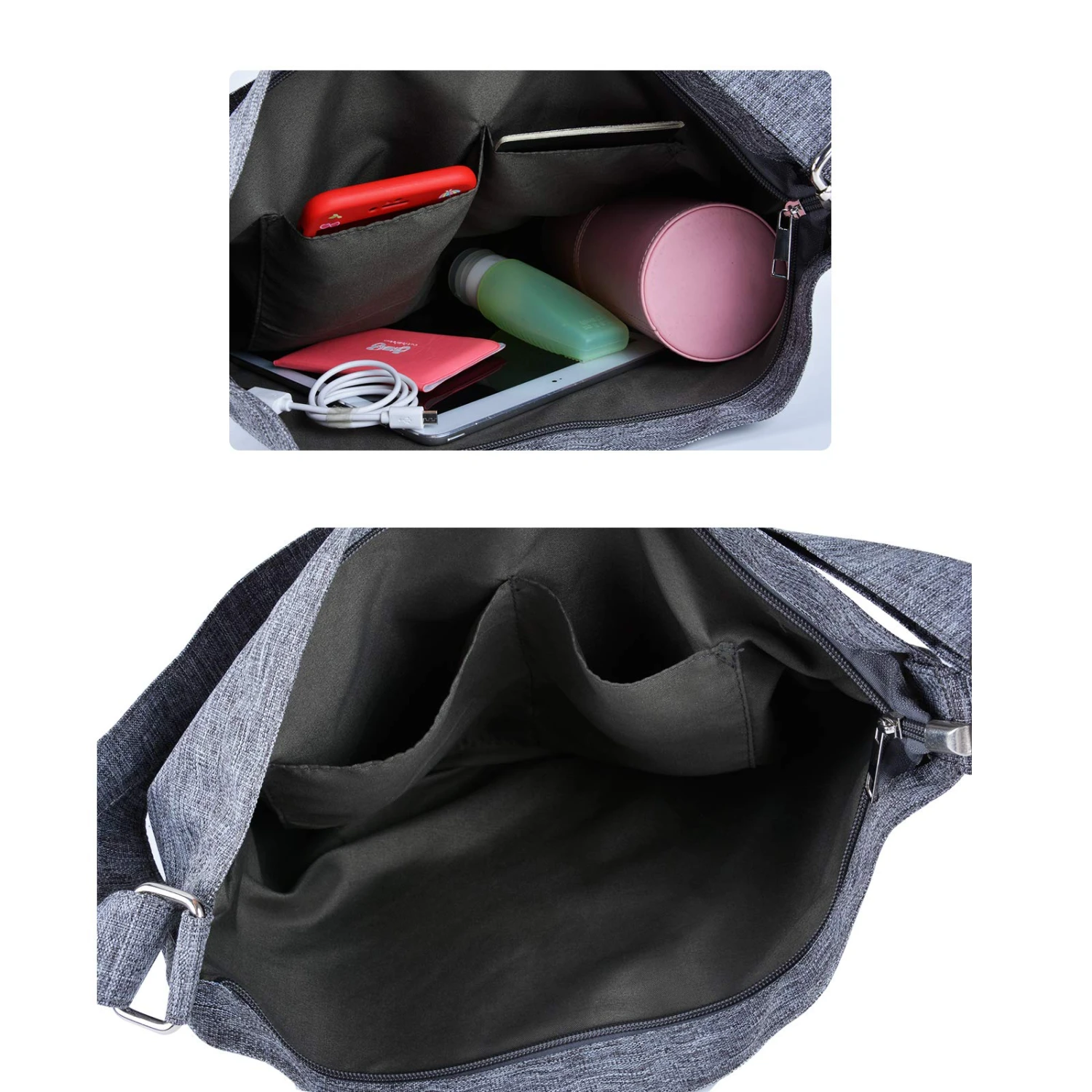 Fanspack Women's Canvas Hobo Handbags Simple Casual Top Handle Tote Bag Crossbody Shoulder Bag Shopping Work Bag (Light Grey) 3 Fanspack Women's Canvas Hobo Handbags Simple Casual Top Handle Tote Bag Crossbody Shoulder Bag Shopping Work Bag (Light Grey) - Image 3