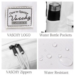 Lightweight Backpack For School, VASCHY Classic Basic Water Resistant Casual Daypack For Travel With Bottle Side Pockets (White) -Backpack Shop 81kYW 24eHL