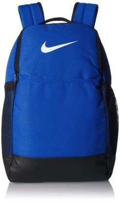 Nike Brasilia Medium Training Backpack, Nike Backpack For Women And Men With Secure Storage & Water Resistant Coating, Game Royal/Black/White