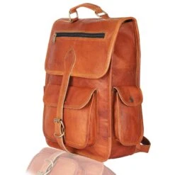 Brown Leather Rucksack Vintage Backpack - Fits 15 Inch Laptops And IPads - Handsome Patina Deepens As Ages - Waterproof, Ideal For Business, Travel, Gym - Suits Men Or Women -Backpack Shop 81sbHHSpi1L