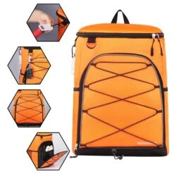 SEEHONOR Insulated Cooler Backpack Leakproof Soft Cooler Bag Lightweight Backpack Cooler Hiking Camping Park Beach, 25 Cans Orange -Backpack Shop 81u6tFpEiYL