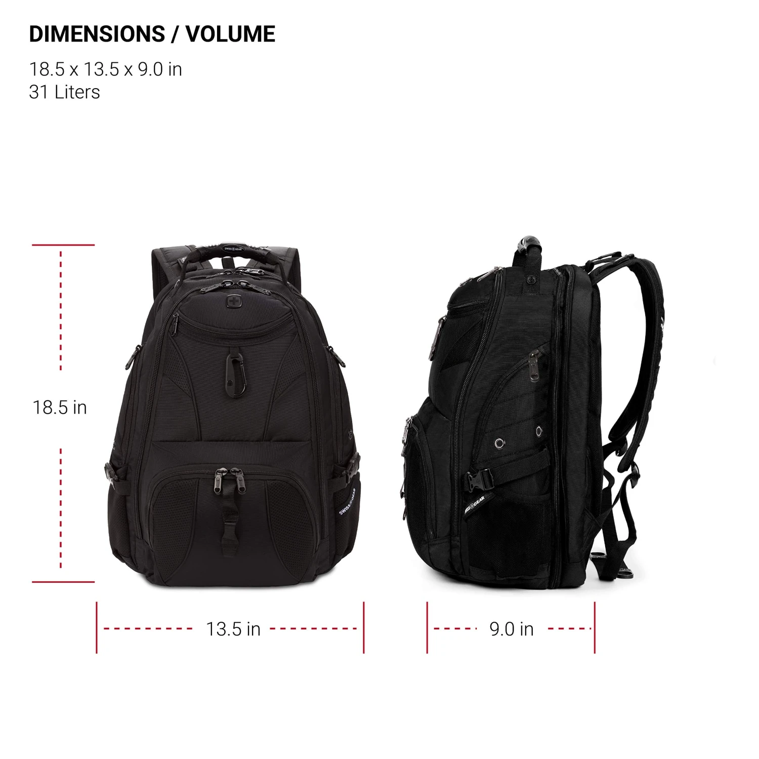 SWISSGEAR Travel Gear 1900 Scansmart TSA Laptop Backpack Black/Black 3 SWISSGEAR Travel Gear 1900 Scansmart TSA Laptop Backpack Black/Black - Image 3