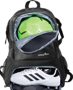 Athletico National Soccer Bag - Backpack For Soccer, Basketball & Football Includes Separate Cleat And Ball Holder (Black)