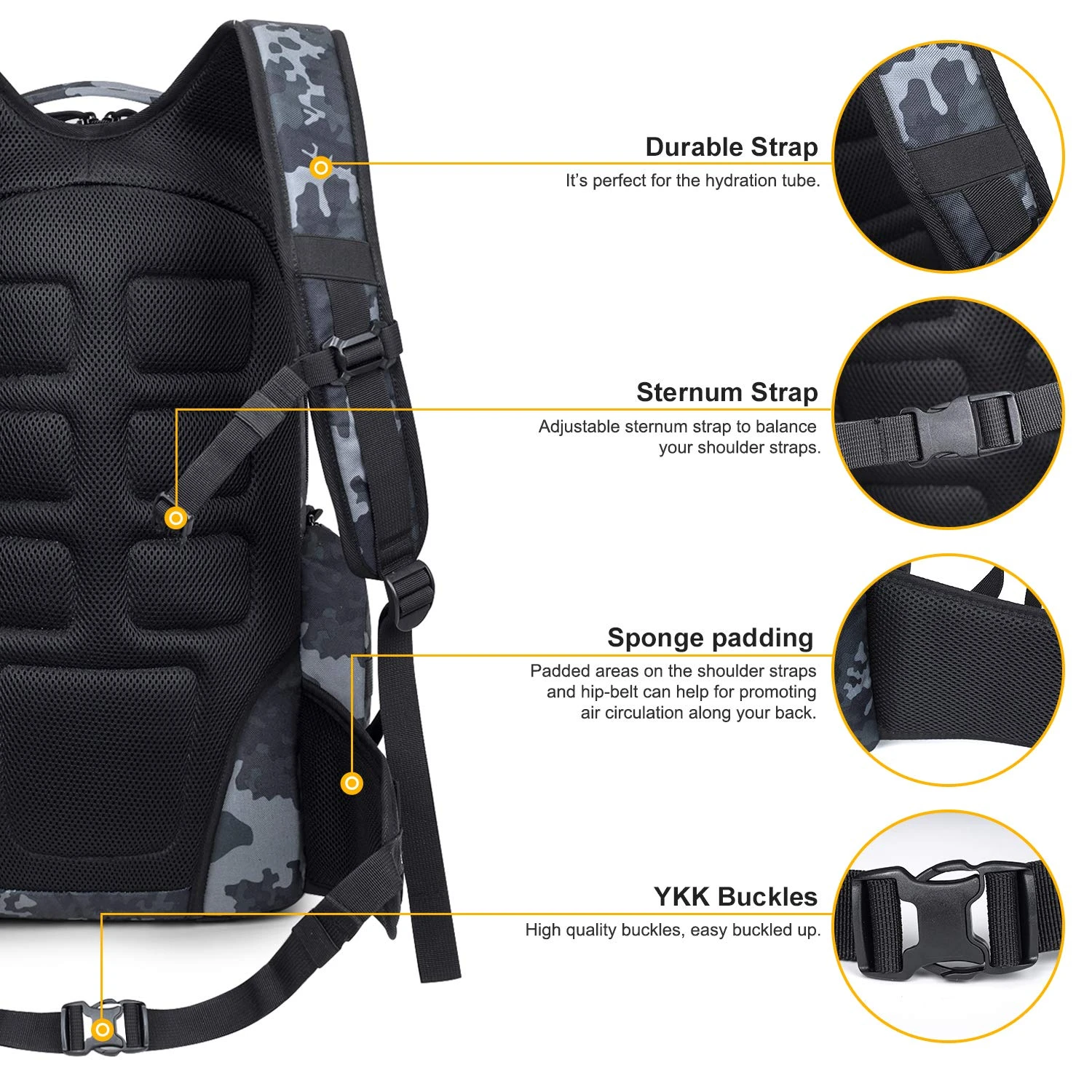 Mardingtop 35L Tactical Backpacks Molle Hiking Daypacks For Camping Hiking Military Traveling Motorcycle (Black Multicam-35L) 5 Mardingtop 35L Tactical Backpacks Molle Hiking Daypacks For Camping Hiking Military Traveling Motorcycle (Black Multicam-35L) - Image 5