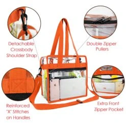 Clear-Bag-Stadium-Approved-12 X 12 X 6, NCAA NFL& PGA Security Approved Shoulder Messenger Tote Bag With Adjustable Strap -Backpack Shop 81wZj5TD8OL