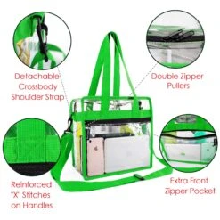 Clear-Crossbody-Messenger-Shoulder-Bags-Seahawks Green With Adjustable Strap,NFL Stadium Approved Transparent Purse -Backpack Shop 81xx2q25j9L