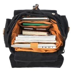 Kattee Men's Canvas Leather Hiking Travel Backpack, Black -Backpack Shop 81zgqxkooBL