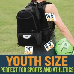 Athletico Youth Soccer Bag - Soccer Backpack & Bags For Basketball, Volleyball & Football | Includes Separate Cleat And Ball Compartments (Black) -Backpack Shop 911YjNEDPPL