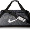 Nike Brasilia Training Duffel Bag, Versatile Bag With Padded Strap And Mesh Exterior Pocket, Medium, Flint Grey/Black/White