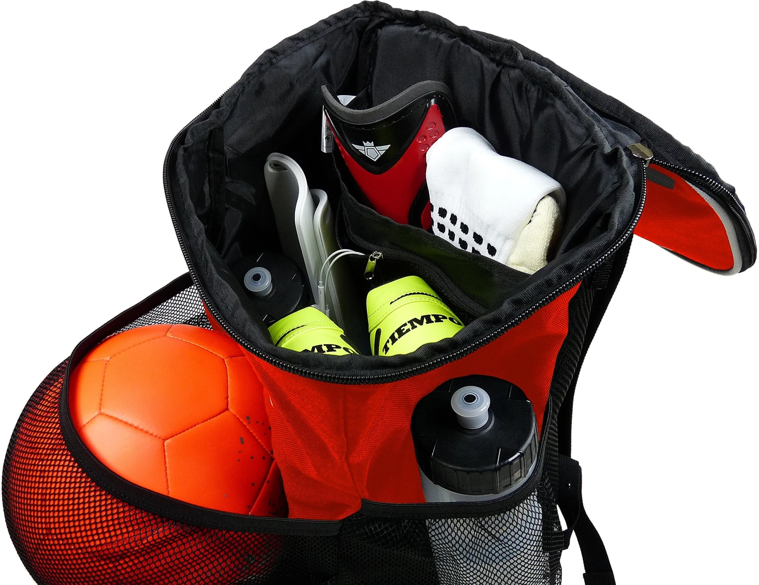 Soccer Backpack With Ball Holder Compartment - For Boys & Girls | Bag Fits All Soccer Equipment & Gym Gear (Black) (Red) 3 Soccer Backpack With Ball Holder Compartment - For Boys & Girls | Bag Fits All Soccer Equipment & Gym Gear (Black) (Red) - Image 3