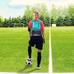 LISH Soccer Backpack - Large School Sports Gym Bag W/ Ball Compartment (Aqua) -Backpack Shop 91DSJuUMgsL