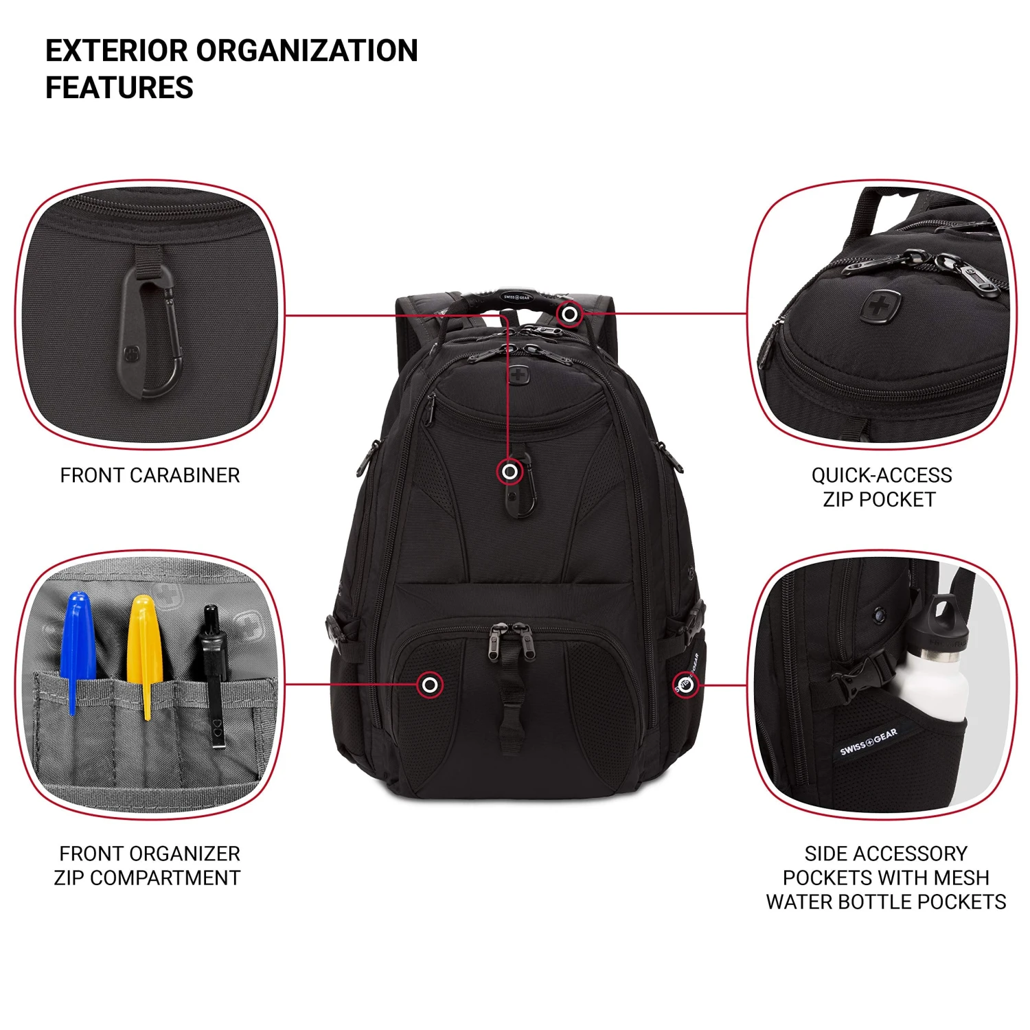 SWISSGEAR Travel Gear 1900 Scansmart TSA Laptop Backpack Black/Black 6 SWISSGEAR Travel Gear 1900 Scansmart TSA Laptop Backpack Black/Black - Image 6
