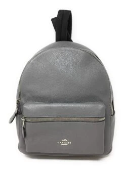 Coach Pebbled Leather Medium Charlie Backpack Tote (Grey)