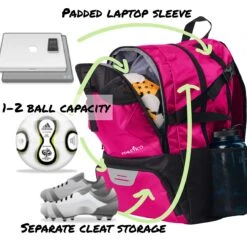 Athletico National Soccer Bag - Backpack For Soccer, Basketball & Football Includes Separate Cleat And Ball Holder (Pink) -Backpack Shop 91GDWG3dggL