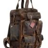 Ruzioon Vintage Buffalo Leather Backpack Multi Pockets Travel Bag For Men/Women