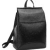 Heshe Womens Leather Backpack Casual Style Flap Backpacks Daypack For Ladies (Black-R)