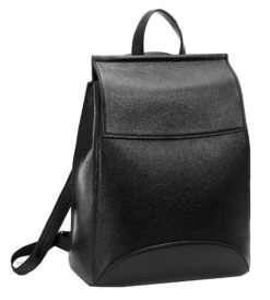 Heshe Womens Leather Backpack Casual Style Flap Backpacks Daypack For Ladies (Black-R)