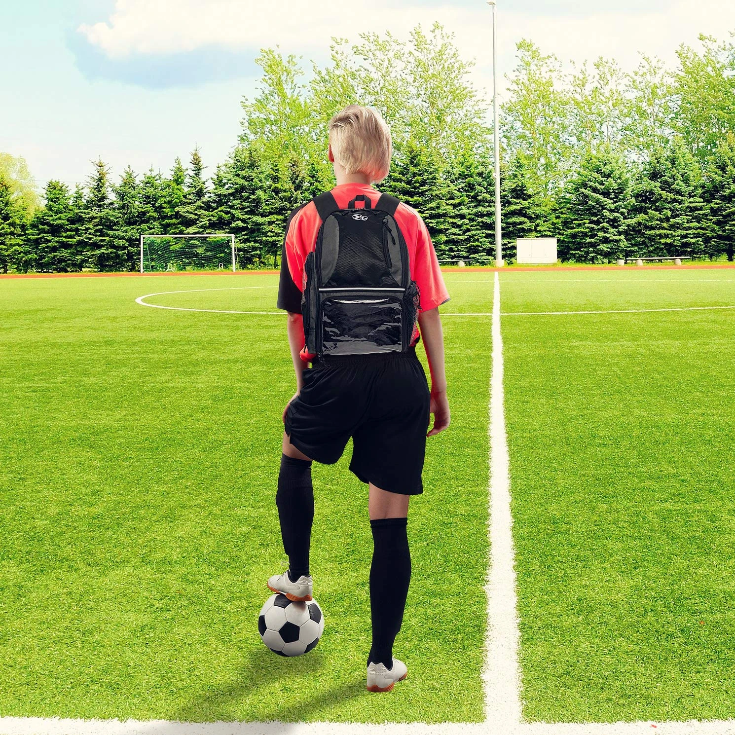 LISH Soccer Backpack - Large School Sports Gym Bag W/ Ball Compartment (Black) 3 LISH Soccer Backpack - Large School Sports Gym Bag W/ Ball Compartment (Black) - Image 3