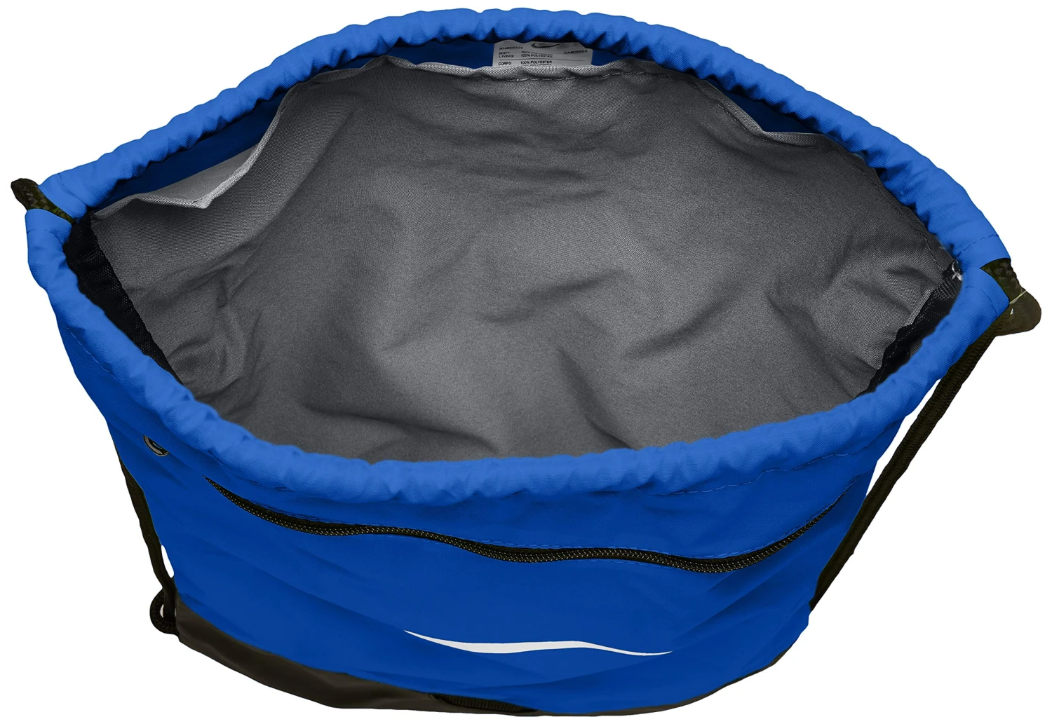 Nike Brasilia Training Gymsack, Drawstring Backpack With Zipper Pocket And Reinforced Bottom, Game Royal/Game Royal/White 3 Nike Brasilia Training Gymsack, Drawstring Backpack With Zipper Pocket And Reinforced Bottom, Game Royal/Game Royal/White - Image 3