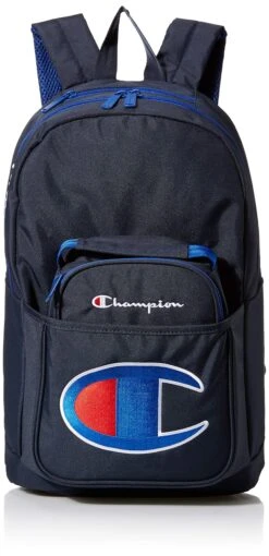 Champion Kids' Big Supercize Backpack & Lunch Kit Combo, Navy, Youth Size