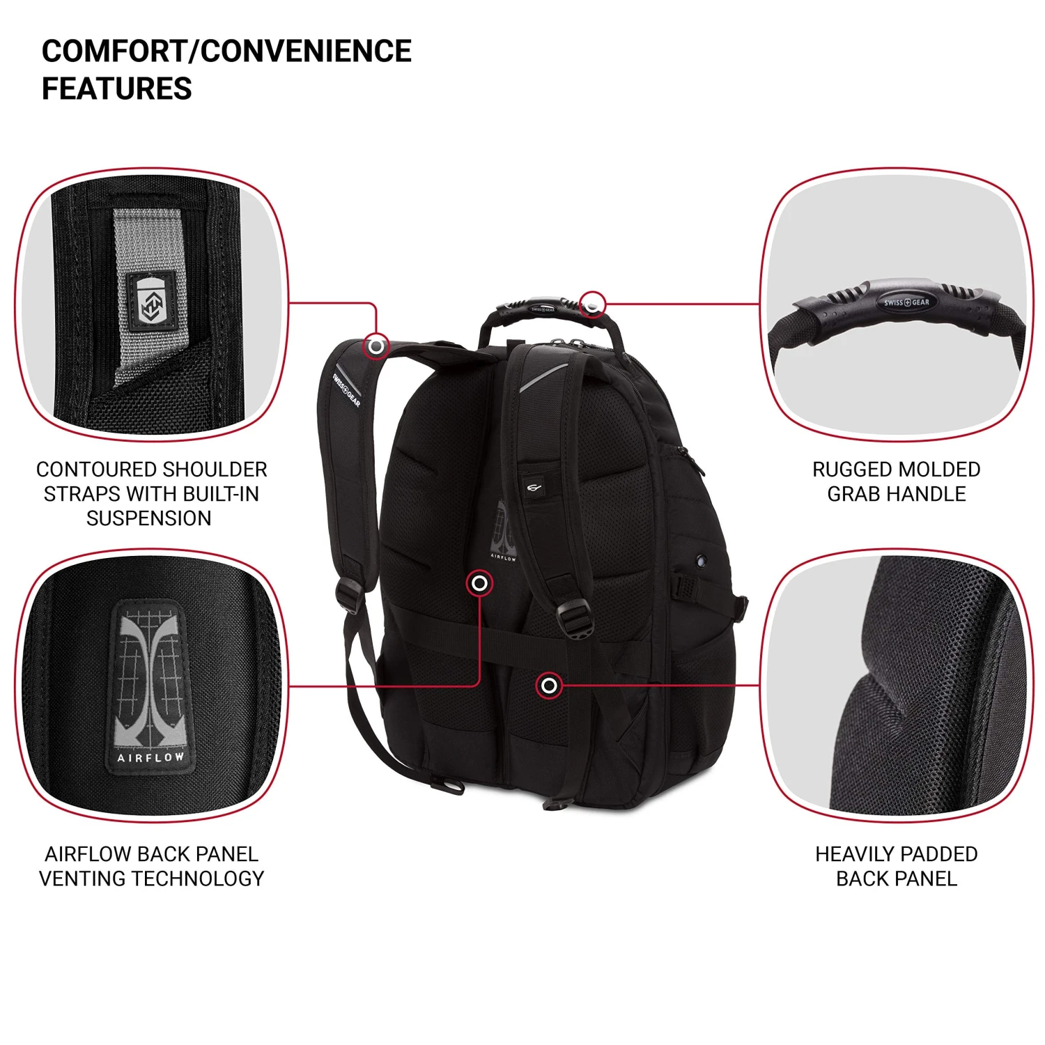 SWISSGEAR Travel Gear 1900 Scansmart TSA Laptop Backpack Black/Black 7 SWISSGEAR Travel Gear 1900 Scansmart TSA Laptop Backpack Black/Black - Image 7