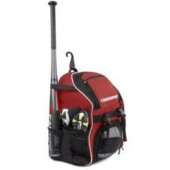 DashSport Baseball Bag Softball Backpack Bat Bag | T-Ball Equipment And Softball Bag | Bat Pack (Red) -Backpack Shop 91PyqfE nwL