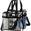 Clear Tote Bag NFL Stadium Approved - 2 PACK - Shoulder Straps And Zippered Top. Perfect Clear Bag For Work, School, Sports Games And Concerts. Meets NFL Tournament Guidelines. (12 X 12 X 6 Inches)
