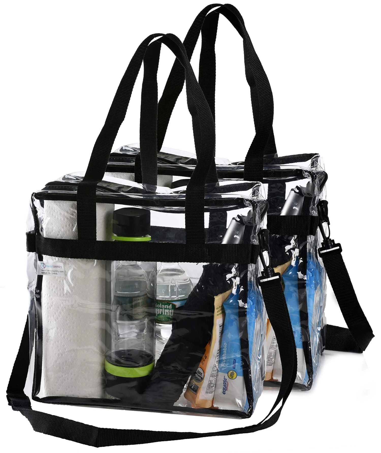 Clear Tote Bag NFL Stadium Approved - 2 PACK - Shoulder Straps And Zippered Top. Perfect Clear Bag For Work, School, Sports Games And Concerts. Meets NFL Tournament Guidelines. (12 X 12 X 6 Inches) 1 Clear Tote Bag NFL Stadium Approved - 2 PACK - Shoulder Straps And Zippered Top. Perfect Clear Bag For Work, School, Sports Games And Concerts. Meets NFL Tournament Guidelines. (12 X 12 X 6 Inches)