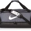 Nike Brasilia Training Medium Duffle Bag, Durable Nike Duffle Bag For Women & Men With Adjustable Strap, Flint Grey/Black/White