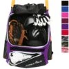 Athletico Baseball Bat Bag - Backpack For Baseball, T-Ball & Softball Equipment & Gear For Youth And Adults | Holds Bat, Helmet, Glove, Shoes |Shoe Compartment & Fence Hook (Purple)