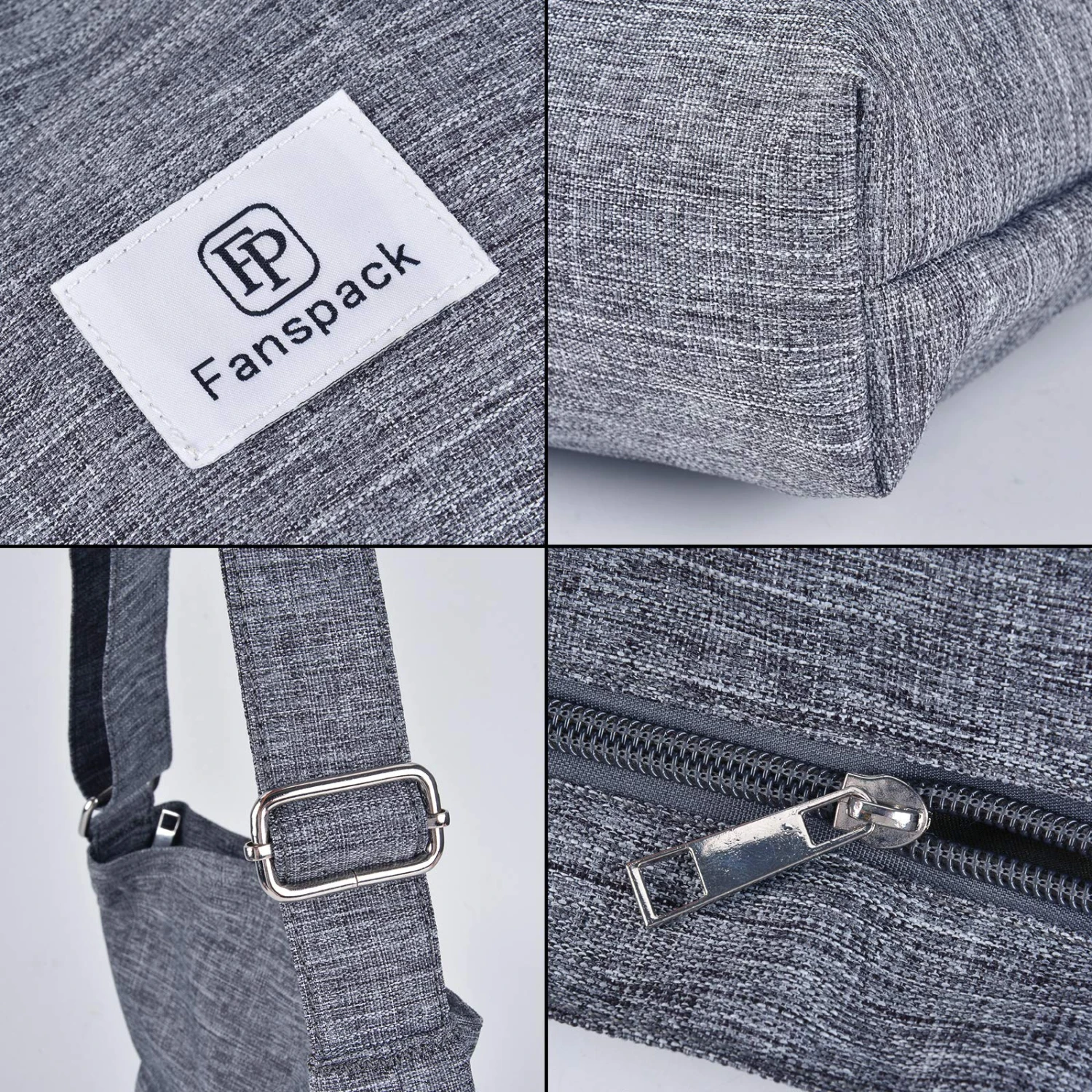 Fanspack Women's Canvas Hobo Handbags Simple Casual Top Handle Tote Bag Crossbody Shoulder Bag Shopping Work Bag (Light Grey) 2 Fanspack Women's Canvas Hobo Handbags Simple Casual Top Handle Tote Bag Crossbody Shoulder Bag Shopping Work Bag (Light Grey) - Image 2