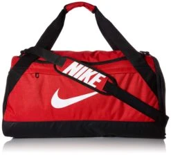 Nike Brasilia Training Duffel Bag, Versatile Bag With Padded Strap And Mesh Exterior Pocket, Medium, University Red/Black/White