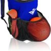 Soccer Backpack With Ball Holder Compartment - For Boys & Girls | Bag Fits All Soccer Equipment & Gym Gear (Black) (Blue)
