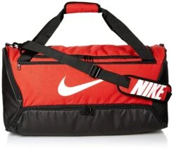 Nike Brasilia Training Medium Duffle Bag, Durable Nike Duffle Bag For Women & Men With Adjustable Strap, University Red/Black/White