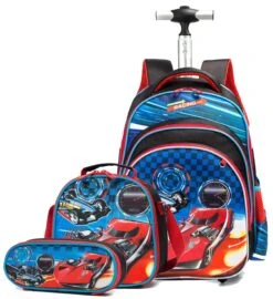 Meetbelify 3Pcs Rolling Backpack For Boys,School Backpack With Wheels For Boys