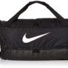 Nike Brasilia Training Medium Duffle Bag, Durable Nike Duffle Bag For Women & Men With Adjustable Strap, Black/Black/White