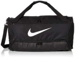 Nike Brasilia Training Medium Duffle Bag, Durable Nike Duffle Bag For Women & Men With Adjustable Strap, Black/Black/White
