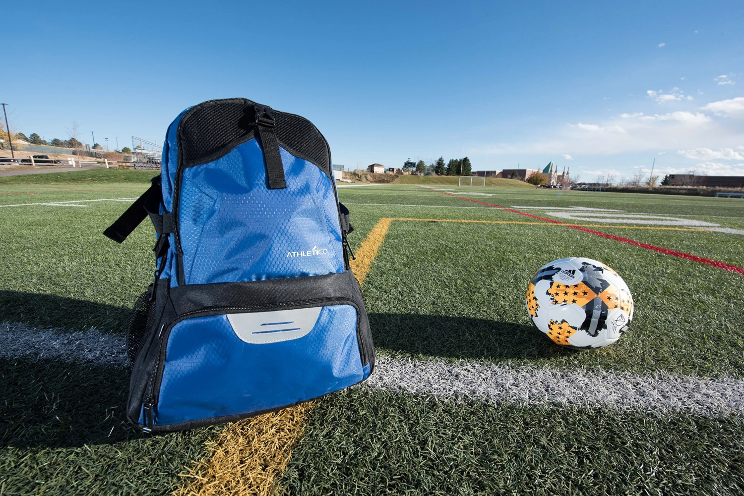 Athletico National Soccer Bag - Backpack For Soccer, Basketball & Football Includes Separate Cleat And Ball Holder (Blue) 5 Athletico National Soccer Bag - Backpack For Soccer, Basketball & Football Includes Separate Cleat And Ball Holder (Blue) - Image 5