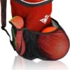 Soccer Backpack With Ball Holder Compartment - For Boys & Girls | Bag Fits All Soccer Equipment & Gym Gear (Black) (Red)