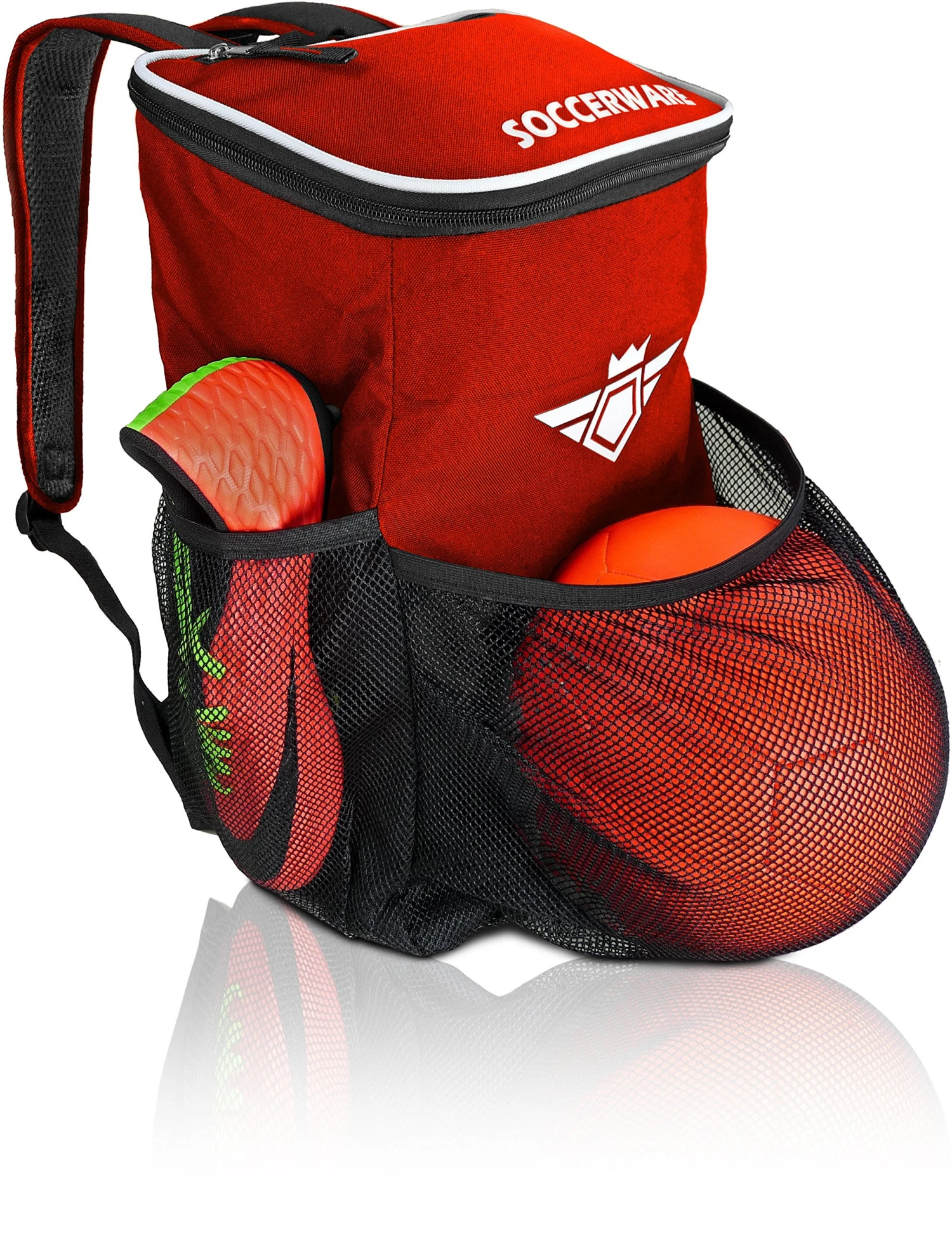Soccer Backpack With Ball Holder Compartment - For Boys & Girls | Bag Fits All Soccer Equipment & Gym Gear (Black) (Red) 1 Soccer Backpack With Ball Holder Compartment - For Boys & Girls | Bag Fits All Soccer Equipment & Gym Gear (Black) (Red)